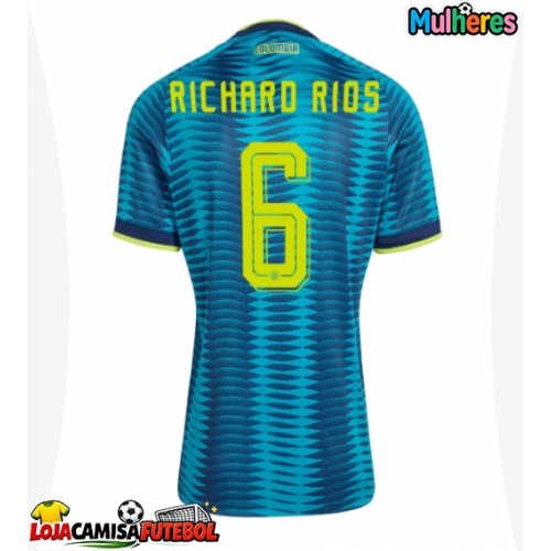 Camisa de Futebol Colômbia Richard Rios #6 Equipamento Secundário Mulheres Mundo 2026 Manga Curta